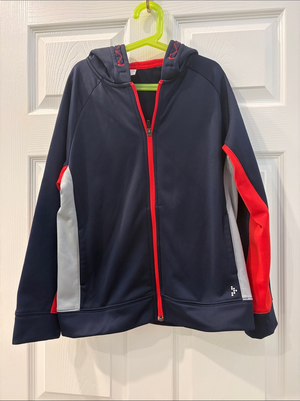 Gymboree Navy Hooded Athletic Jacket with Red Trim Size Large (10-12)
